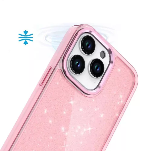 Glitter tok iPhone 16 Pro - rózsaszín csillámokkal
