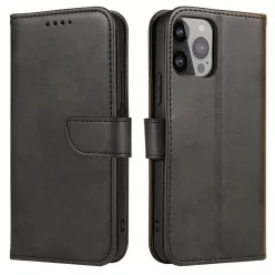   Magnet tok elegáns fliptok és állvány funkcióval iPhone 14 Plus fekete
