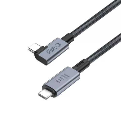 Tech-Protect UltraBoost Max L USB-C 4.0 (egyenes) / USB-C 4.0 (szögletes) PD kábel 240W 8K 40Gbps 1.5m - szürke