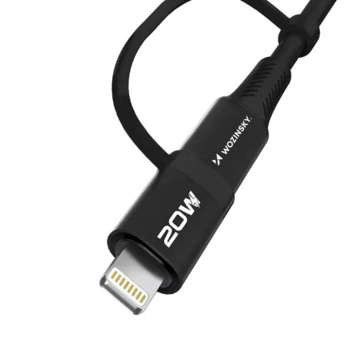 Wozinsky WNBAA 4 az 1-ben kábel 2x USB-C 1x USB-A 1x Lightning 60W 1 m - fekete