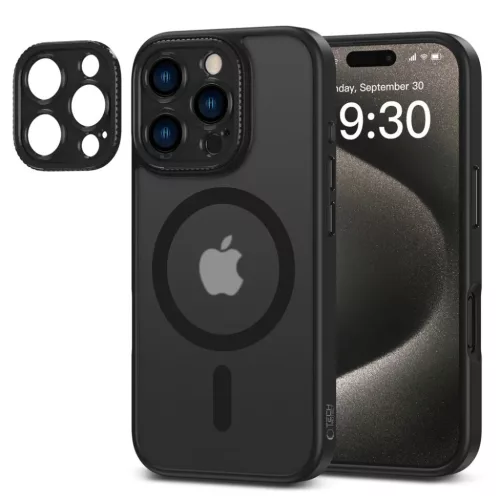 Tech-Protect MagCam mágneses iPhone 16 Pro fekete tok