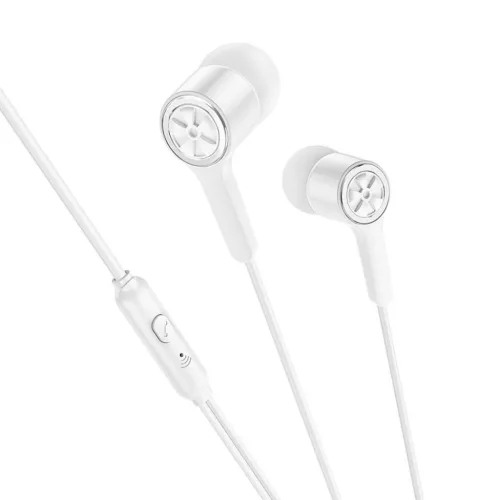 HOCO vezetékes fülhallgatók Jack 3,5 mm mikrofonnal M104 fehér