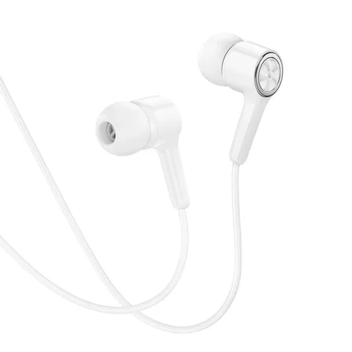 HOCO vezetékes fülhallgatók Jack 3,5 mm mikrofonnal M104 fehér