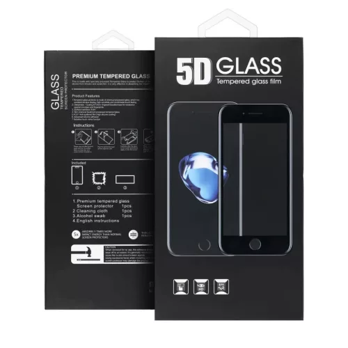 5D Full Glue edzett üvegfólia - iPhone 15 fekete