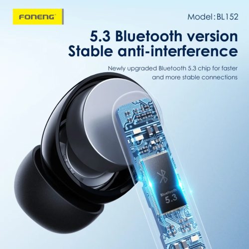 Foneng Bluetooth Fülhallgató TWS BL152 ANC+ENC zajszűrő fekete