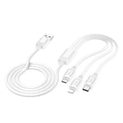   HOCO kábel 3 az 1-ben USB A - Lightning / Micro USB / Type-C 2A X76 1 m fehér