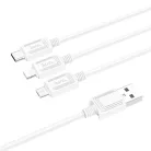 HOCO kábel 3 az 1-ben USB A - Lightning / Micro USB / Type-C 2A X76 1 m fehér