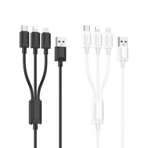 HOCO kábel 3 az 1-ben USB A - Lightning / Micro USB / Type-C 2A X76 1 m fehér
