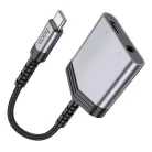 HOCO adapter AUX 2in1 Type C to Type C / Jack 3,5 mm 27W LS39 szürke