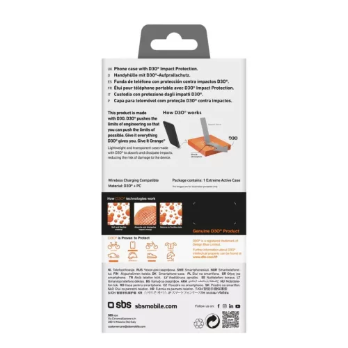 Etui SBS Extreme Active D3O iPhone 16 Pro tok - átlátszó