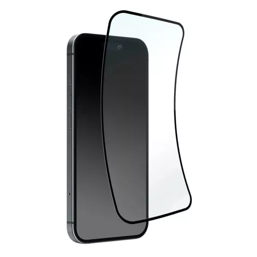 Puro Flexible Glass D3O hibrid üveg fekete kerettel iPhone 16 / iPhone 15 / iPhone 15 Pro üvegfólia