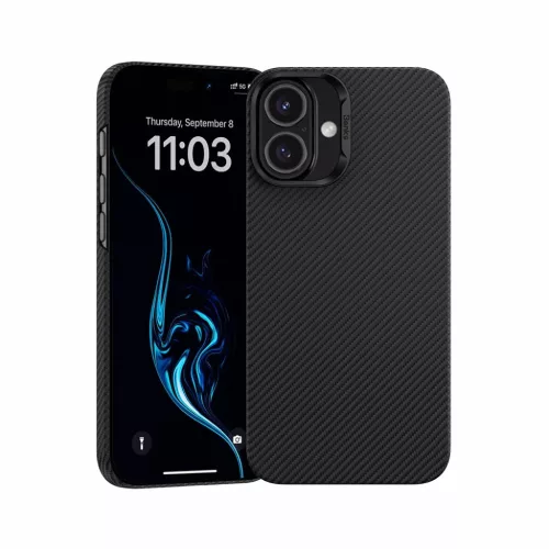 iPhone 16 fekete Benks Magnetic Armor Air Kevlar tok PC Frame 600D