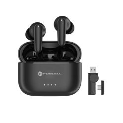   FORCELL F-AUDIO Super Clear Calls vezeték nélküli fülhallgató bluetooth TWS ANC + ENC + DONGLE fekete