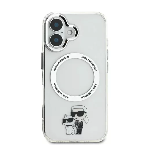 iPhone 16 Átlátszó Karl Lagerfeld IML Karl and Choupette MagSafe tok