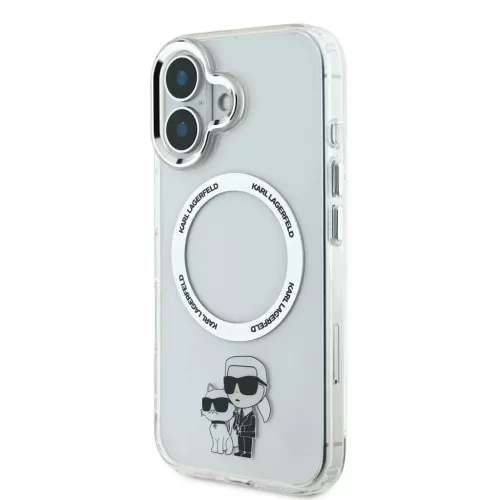iPhone 16 Átlátszó Karl Lagerfeld IML Karl and Choupette MagSafe tok