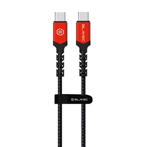 Blavec Cable Raptor fonott - Type C to Type C - PD 60W 3A 1 méter (CRA-CC3BR10) fekete-piros