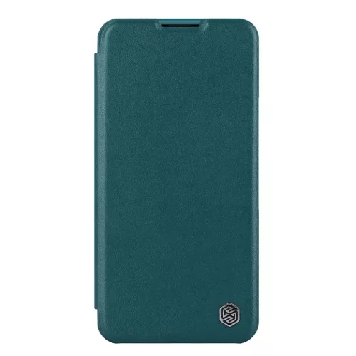 Nillkin Qin Leather Pro iPhone 14 Plus tok Kamera Fedél Tok Fliptok Zöld