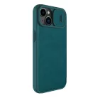 Nillkin Qin Leather Pro iPhone 14 Plus tok Kamera Fedél Tok Fliptok Zöld