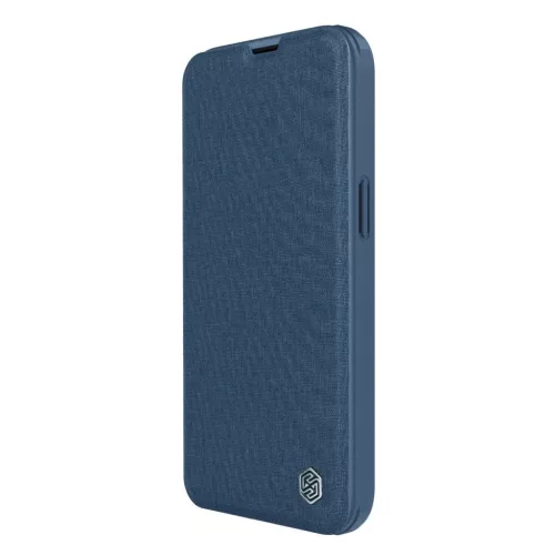 Nillkin Qin Cloth Pro Case iPhone 14 Plus kamera borító fliptok kék tok