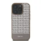 iPhone 16 Pro Barna DKNY PU Bőr Ismétlődő Minta alsó Csík MagSafe tok