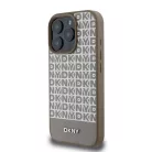 iPhone 16 Pro Barna DKNY PU Bőr Ismétlődő Minta alsó Csík MagSafe tok