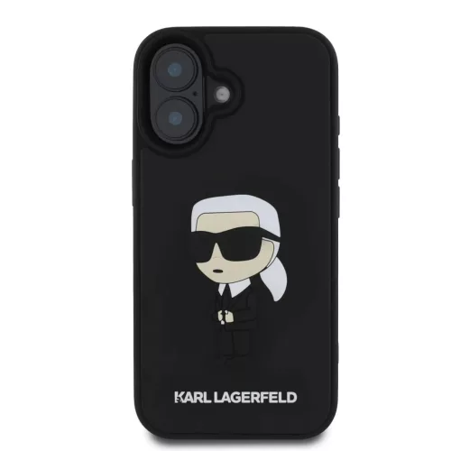 iPhone 16 Fekete Karl Lagerfeld 3D Rubber Ikonik tok