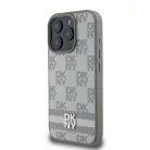 iPhone 16 Pro Beige DKNY PU bőrmintás kockás és csíkos tok