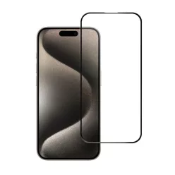   Edzett üveg Blue Star - iPhone 15 Pro 5D Teljes Fedés fekete üvegfólia