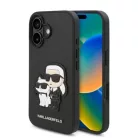 iPhone 16 Plus Fekete Karl Lagerfeld PU Saffiano Karl és Choupette tok