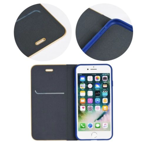 LUNA Book Gold fliptok iPhone 7 / 8 / SE 2020 / SE 2022 navy blue tok
