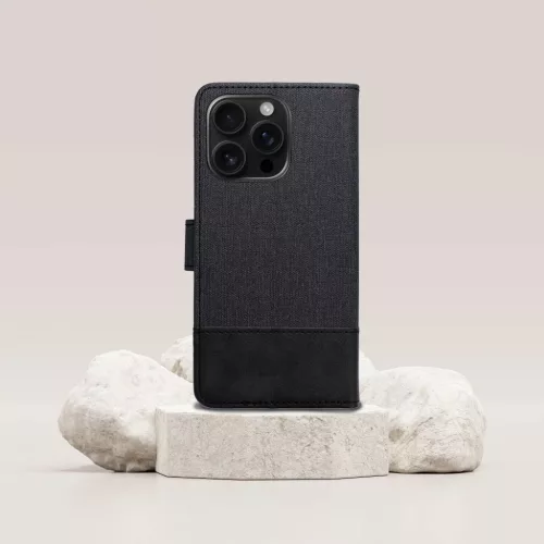 GOMMA fliptok iPhone 16 Pro fekete tok