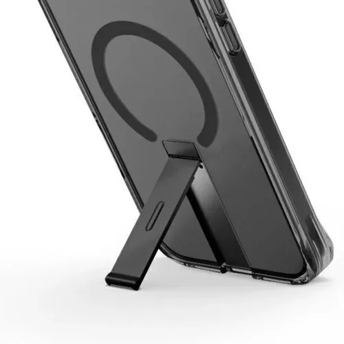 Uniq fliptok Eleva állvánnyal iPhone 16 Pro 6.3" fekete/karbon fekete tok