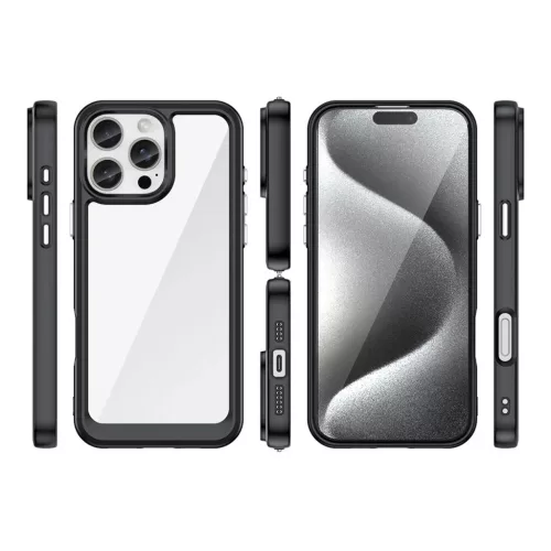 Outer Space tok gél kerettel iPhone 16 Pro - Fekete tok