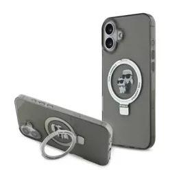   iPhone 16 Plus fekete Karl Lagerfeld Ringstand Karl és Choupette MagSafe tok