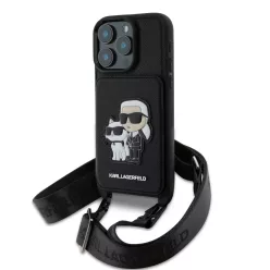   iPhone 16 Pro Karl Lagerfeld Saffiano Crossbody Strap Karl and Choupette tok