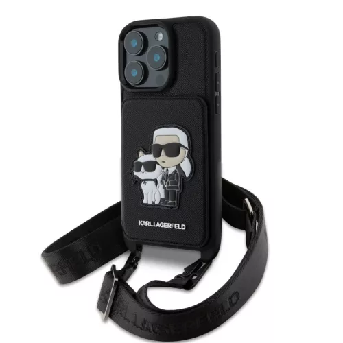 iPhone 16 Pro Karl Lagerfeld Saffiano Crossbody Strap Karl and Choupette tok