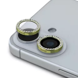   iPhone 16/16 Plus Kamera Lencséhez Guess Arany Fix Csillámos Védőüveg üvegfólia