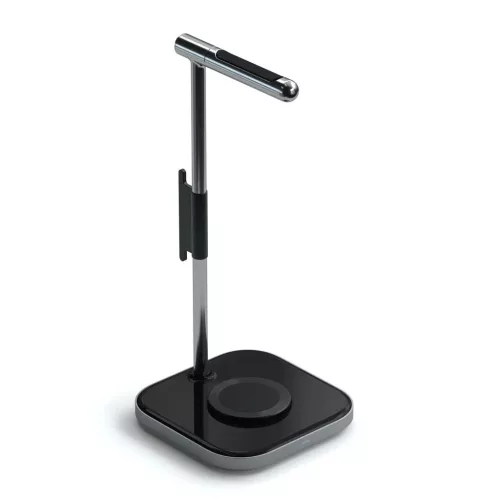 Satechi 2 az 1-ben fejhallgatóállvány vezeték nélküli töltővel USB-C (kábel mellékelve, adapter nem mellékelve) - Űrszürke)