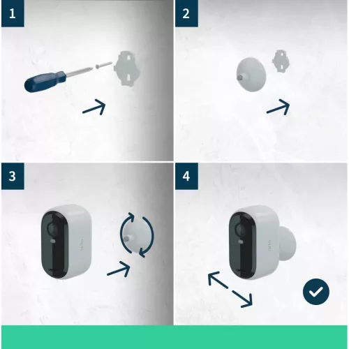 Arlo Essential (2. generáció) Csomag 2K Kültéri Biztonsági Kamera - 3 Kamerás Készlet + 3 Alapvető Napelem Töltő - Fehér