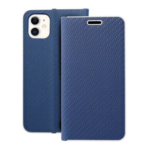LUNA Book Carbon iPhone 11 kék tok