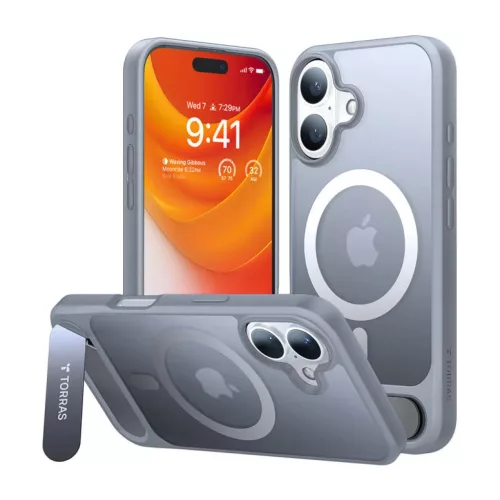 Torras tok Pstand iPhone 16 Plus készülékhez (Titán szürke)