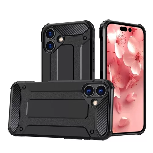 Hybrid Armor iPhone 16 Plus tok - Fekete
