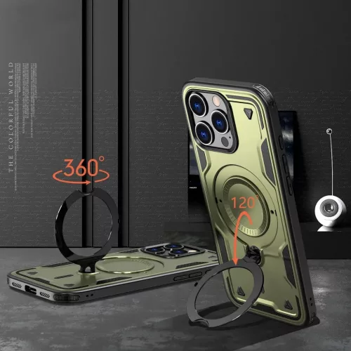 Hybrid Armor Trendy tok MagSafe kompatibilitással iPhone 16 Pro - Zöld