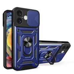   Hybrid Páncél Camshield iPhone 16 Plus páncéltok kamerafedéllel és állvánnyal - Kék