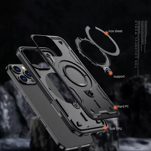 Hybrid Armor Trendy tok MagSafe funkcióval iPhone 16 Pro - Fekete