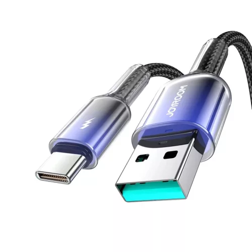 Joyroom S-A42 Kristálytiszta Sorozat 3A USB-A - USB-C kábel 1.2m - fekete