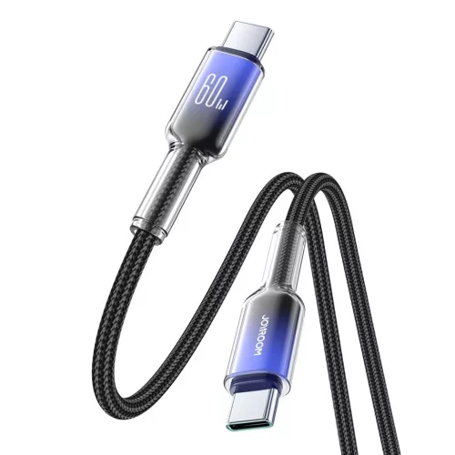 Joyroom S-A42 Crystal-Clear Series 60W USB-C - USB-C kábel 1.2m - fekete