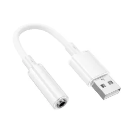 Borofone Adapter BV22 Lemon - USB - jack 3,5mm - fehér