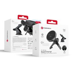   FORCELL F-GRIP Rapid Charge autós tartó Qi2 15W vezetéknélküli töltéssel kompatibilis MagSafe fekete
