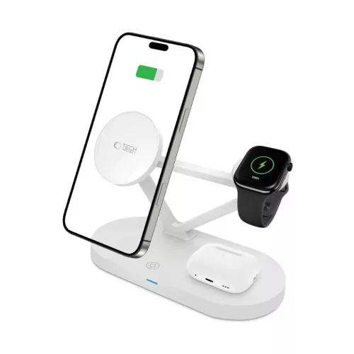 Tech-protect Qi15w-a41 3in1 Magnetic Magsafe Vezeték Nélküli Töltő Fehér